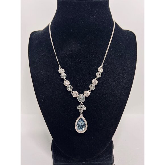 Givenchy Jewelry - Givenchy Silver Tone With Clear And Pale Blue Crystals Statement Necklace (6296)